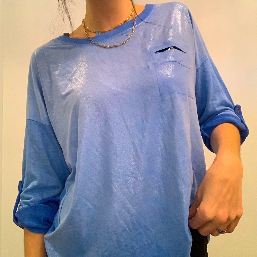 Shimmery baby blue top